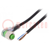 Csatlakozó kábel; M12; PIN: 4; könyök; 3m; dugó; 4A; -30÷80°C; PVC