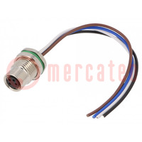 Connector: M8; female; PIN: 4; straight; for panel mounting; socket