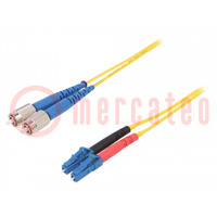 Fiber patch cord; FC/UPC,LC/UPC; 2m; Optical fiber: 9/125um; Gold