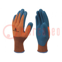 Protective gloves; Size: 9; orange-navy blue; latex,polyester
