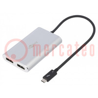 Adapter; USB 3.0; DisplayPort aljzat x2; 0,45m; fekete; fehér