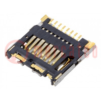 Connector: for cards; microSD; SMT; on PCBs; gold-plated; PIN: 8