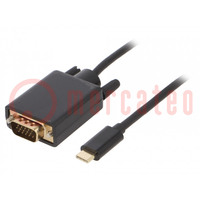 Adapter; D-Sub 15pin HD Stecker,USB C-Stecker; vergoldet; 1,8m
