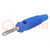 Plug; 4mm banana; 16A; 60VDC; blue; non-insulated; 3mΩ; 1.5mm2