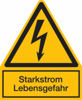 Kombischild Elektrotechnik - Warnung vor elektrischer Spannung, 35.5 x 29.7 cm