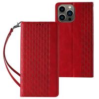 Magnet Strap Case Hülle für iPhone 14 Pro Max Flip Wallet Mini Lanyard Ständer Rot