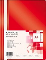 Skoroszyt plastikowy bez oczek Office Products, A4, do 200 kartek, czerwony