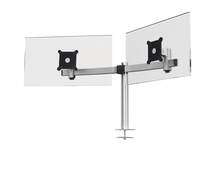 DURABLE Dual-Monitorarm mit Tischdurchführung, für 2 VESA Bildschirme 21-27", 360° drehbar, neigbar, höhenverstellbar, silber