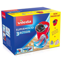 Vileda SuperMocio box seau et système de lavage Réservoir unique Noir, Rouge