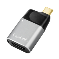 LogiLink USB 3.2 Gen2 Type-C-Adapter, C/M zu HDMI-A+USB-C, 4K, PD, Alu, schwarz/grau