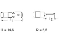 Flachstecker, 2,8 x 0,8 mm, L 14.6 mm, isoliert, gerade, rot, 0,5-1,0 mm², 35144