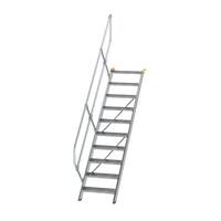 Treppe 45° Stufenbreite 600 mm, 10 Stufen, Aluminium geriffelt