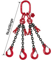 Anschlagkette GK8 mit Verkürzungsklaue, 4-Strang, 8 - 8, 5 mm