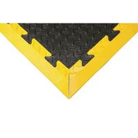 Chequer plate interlocking floor tile edging strip - female yellow