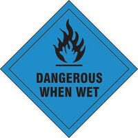 COSHH Dangerous when wet label