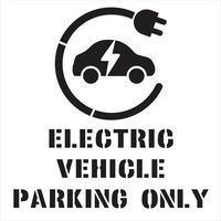 Electric vehicle parking only with symbol stencil