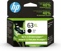 Genuine OEM F6U64AN HP63XL High Yield Black Ink Cartridge (480 PAGE YLD)