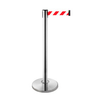 Barrier Post / Barrier Tape Post / Barrier Stand "Uno" | stainless steel cast iron with stainless steel cover brushed stainless steel red / white - di