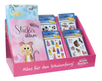Sticker & Stickeralbum Set, 2 Stickeralben-Designs à 10 Stück und 4 Sticker-Designs à 20 Pack im Display