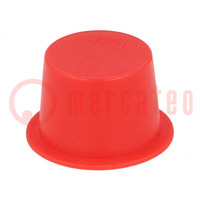 Plugs; Body: red; Out.diam: 29.7mm; H: 13.8mm; Mat: LDPE; push-in