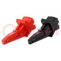 Crocodile clip; 20A; red and black; Grip capac: max.20mm; 1kV