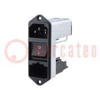Connector: AC supply; socket; male; 1A; 250VAC; IEC 60320; C14 (E)