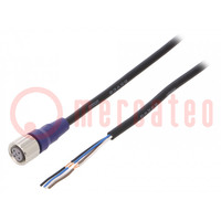 Connection lead; M12; PIN: 4; straight; 2m; plug; 0.8A; -10÷65°C; PVC