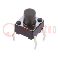 Microswitch TACT; SPST; Pos: 2; 0.05A/12VDC; THT; 1.6N; 6x6x3.5mm