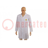 Coat; ESD; XL (unisex); cotton,polyester,carbon fiber; white