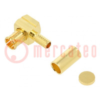 Plug; MCX; male; angled 90°; 75Ω; soldering,crimped; for cable