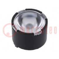 LED lens; round; plexiglass PMMA; transparent; 25÷38°; H: 6.6mm