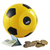 HMF 4790-17 Spardose Fußball Lederoptik, 15 cm, Sparschwein, Schwarz-Gelb