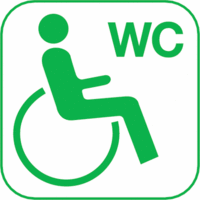 Piktogramm - Rollstuhlfahrer, WC, Grün, 10 x 10 cm, Kunststofffolie