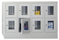 Schließfachschrank, 2x2 300er Fächer, Türen Acrylglas, 7035/5015 | CB0895-5015