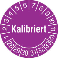 Prüfplaketten Kalibriert in Jahresfarbe, 104 Stück/Bogen, 1cm Version: 28-33 - Prüfplakette - Kalibriert 28-33