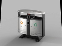 Abfallbehälter für draußen Abfalltrennung - Batterien Fach VB 650408 - Aluminium Grau, Schwarz