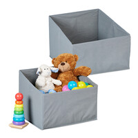 2 x Aufbewahrungsbox in Grau - (B)37 x (H)22-30 x (T)34 cm 10048662_0