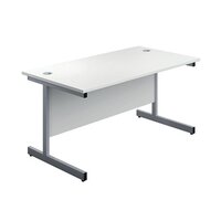 First Single Desk 1600x800mm White/Silver 3 Drawer Pedestal KF803607