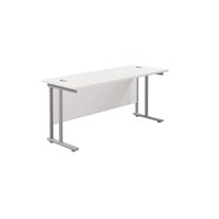 Jemini Cantilever Rectangular Desk 1800x600mm White/Silver KF806592