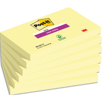 POST-IT Lots de 6 blocs Notes Super Sticky POST-IT® jaunes 90 feuilles 76 x 127 mm