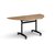 Semi circular deluxe fliptop meeting table with black frame 1600mm x 800mm - bee