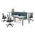 Elev8 Touch sit-stand back-to-back desks 1400mm x 1650mm - silver frame and waln