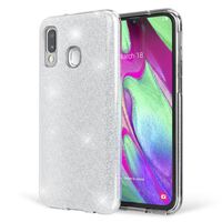 NALIA Custodia Glitterata compatibile con Samsung Galaxy A40, Brilliantini Copertura Sottile Silicone Glitter Cover Protettiva Bling Case Diamante Bumper Telefono Cellulare Prot...