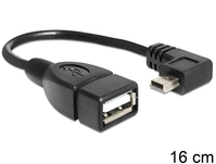 Anschlusskabel, USB mini Stecker an USB 2.0-A Buchse OTG 16 cm, schwarz, Delock® [83245]