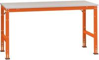 Manuflex AU6134.2001 Munka-kiegészítő asztal UNIVERSAL szabvány fémlemez borítólemezzel, Szélesség magasság = 2000 x 1200 x 760-870 mm Pirosas narancs (RAL