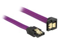SATA cable 6 Gb/s 50 cm down / straight metal purple Premium Cavi SATA