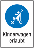 Kombischild - Kinderwagen erlaubt, Blau, 37.1 x 26.2 cm, Kunststoff, Schlagzäh