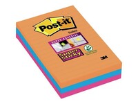 Post-it® Super Sticky Notes Bangkok kleuren XXL, Gelinieerd, 101 x 152 mm (pak 3 stuks)