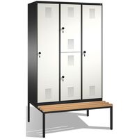 EVOLO combination cupboard, single and double tier, with bench
