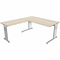 Schreibtisch Form4 160 C-Fuß-Gestell 160x80x68-82cm / Anbau 100x60cm ahorn